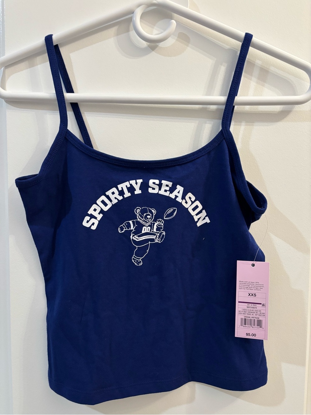 Women’s Navy Sporty Season Bear Cami Tank - XXS - NWT